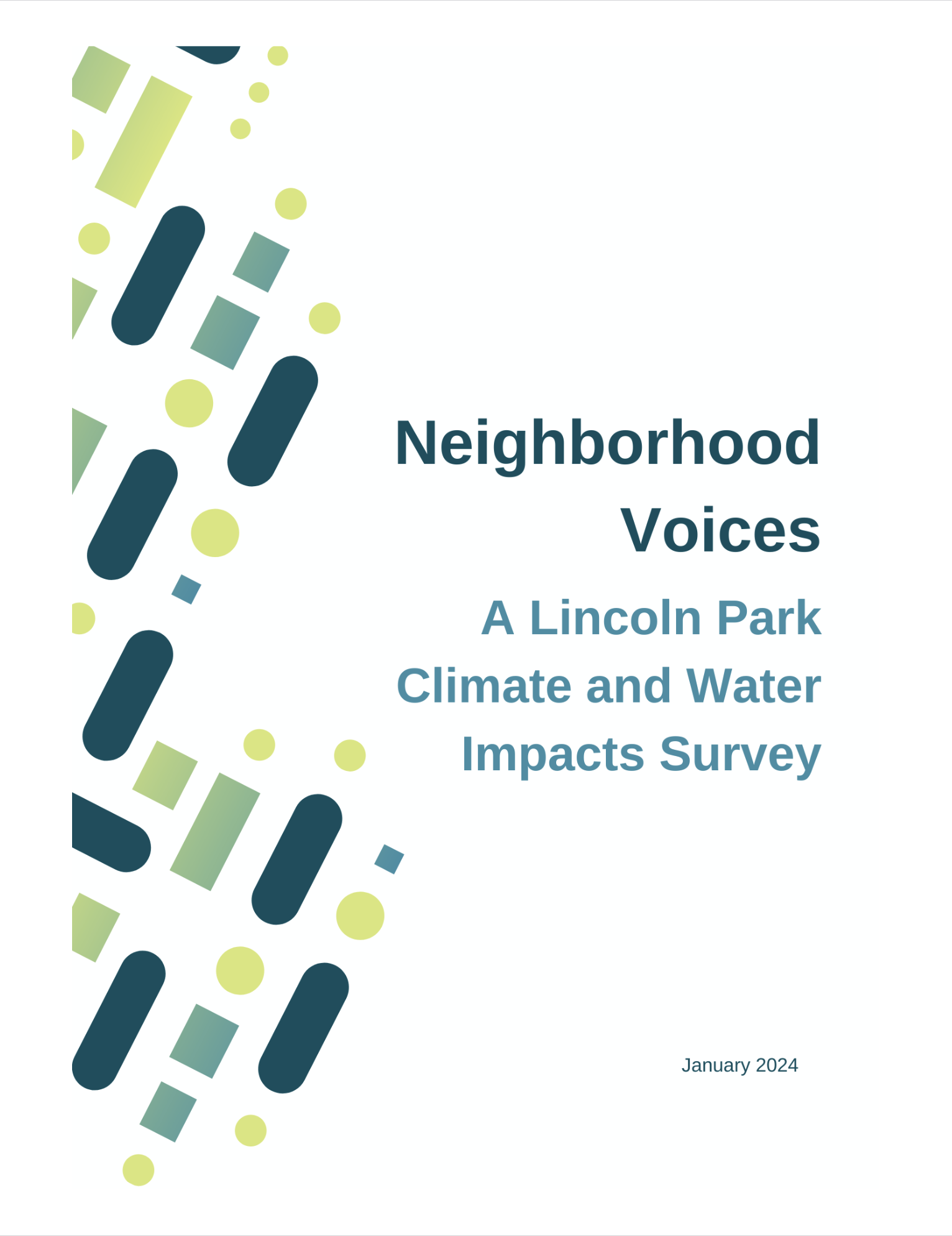 Thumbnail of report cover: "Neighborhood Voices: A Lincoln Park Climate and Water Impacts Survey"