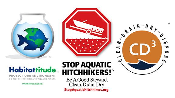 Logos of Habitattitude, Stop Aquatic Hitchhikers, and CD3