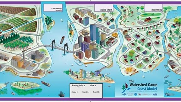 Coast Model game board of the Minnesota Sea Grant Watershed Game