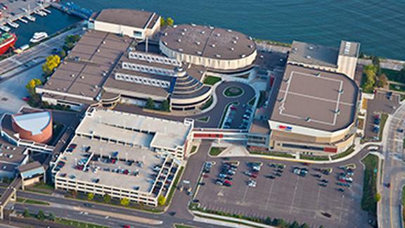 Aerial view of the Duluth Entertainment Convention Center in Duluth, Minnesota