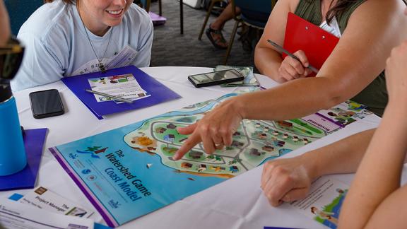 Participants play the watershed game