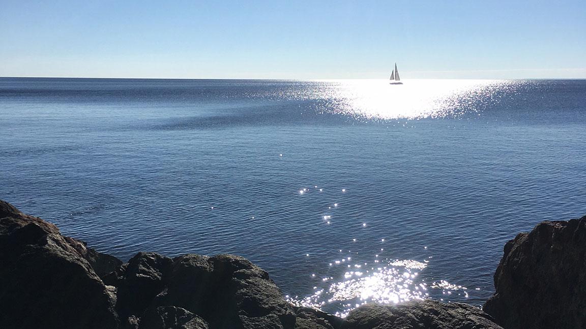 Sailboat on Lake Superior on a sunny day.