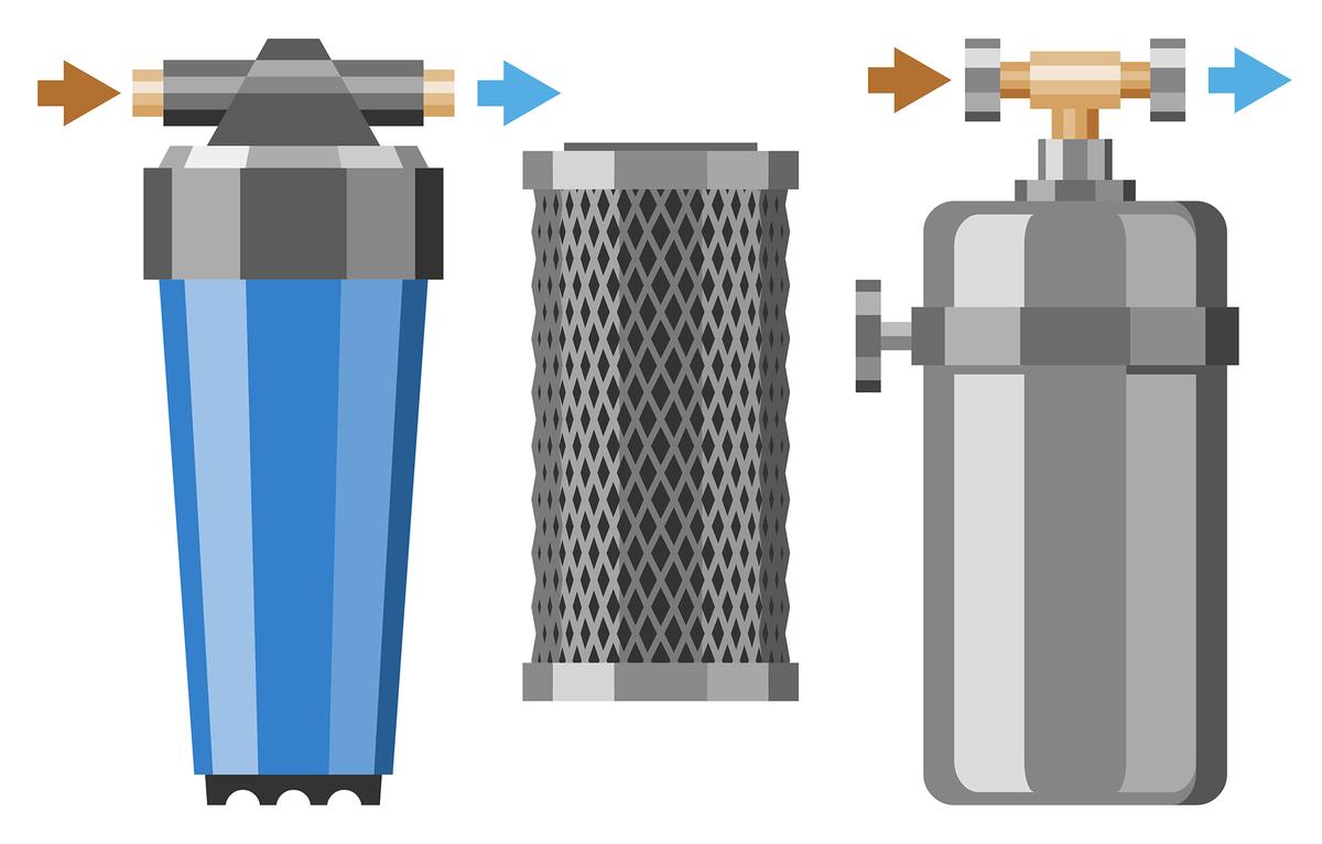 Illustration graphics of three water filters