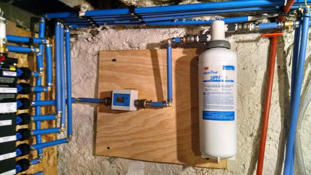 Water filter installed in home